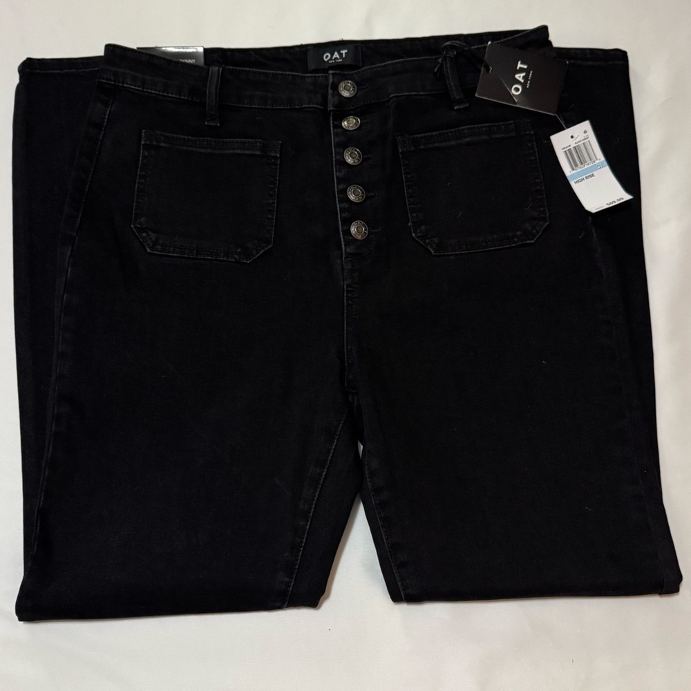 Oat New York High Rise Sailor Skinny Jeans in Color Black Forest - Picture 6 of 8